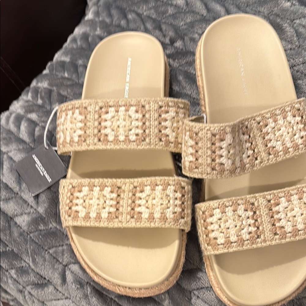 American Eagle Outfitters Tan Rhinestone Sandals